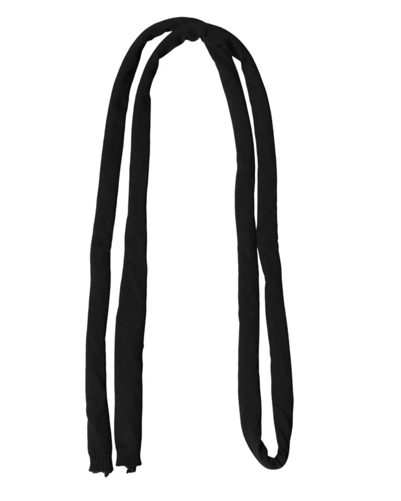 Dolce & Gabbana Black Wool Knitted Neck Wrap Shawl Men Scarf Black