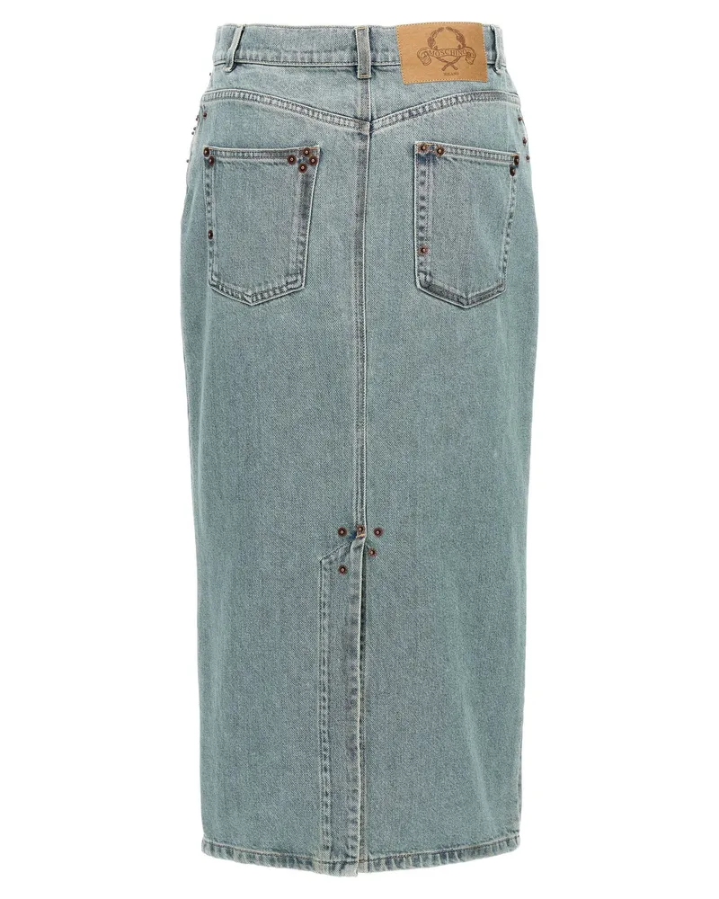 Moschino Rivet-Embellished Denim Skirt — Blue Blue
