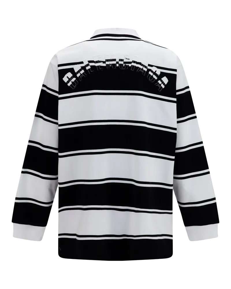 Balenciaga Men's Striped Long-Sleeve Polo Black-White Cotton Shirts Black/white T-shirts And Polos Black