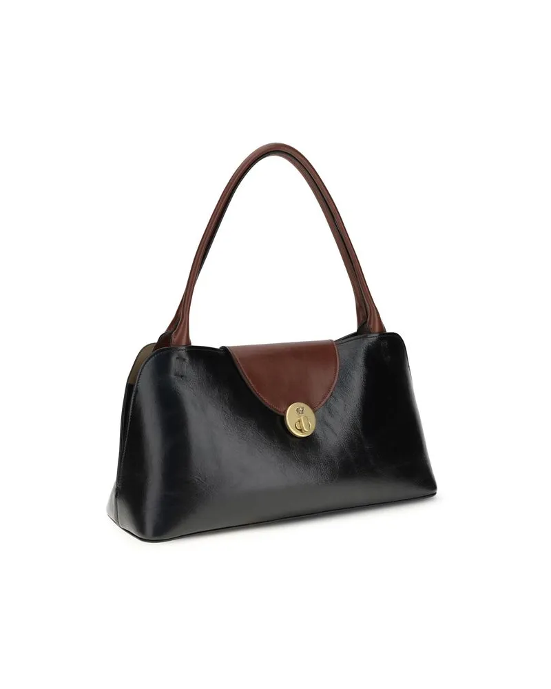 Versace Women's Black Calf Leather Bos Taurus Shoulder Bag Black