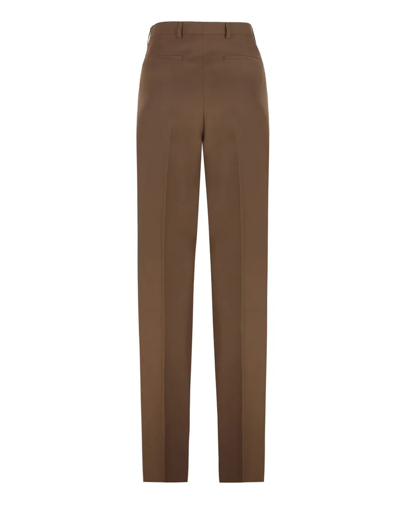 Gucci Women's Trousers Panama Chocolate Polyester Straight Brown