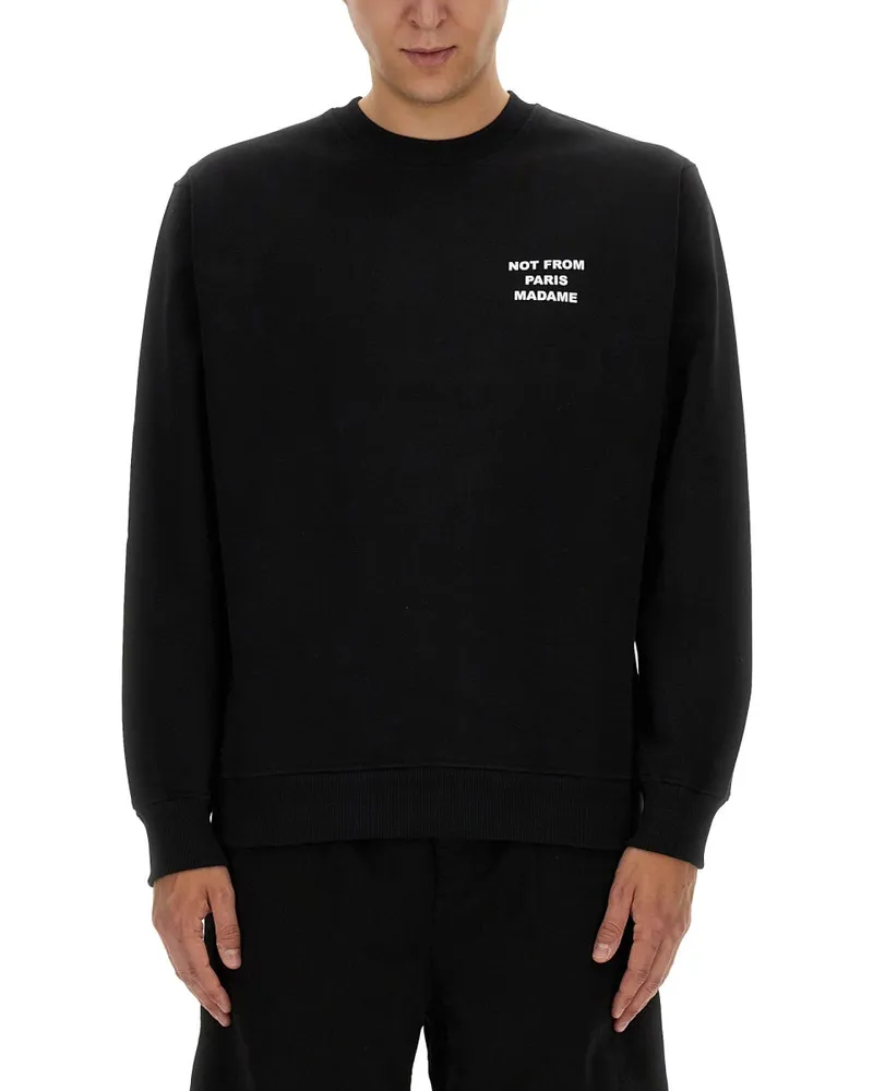 Drôle de Monsieur Slogan Cotton Sweatshirt — Black Black