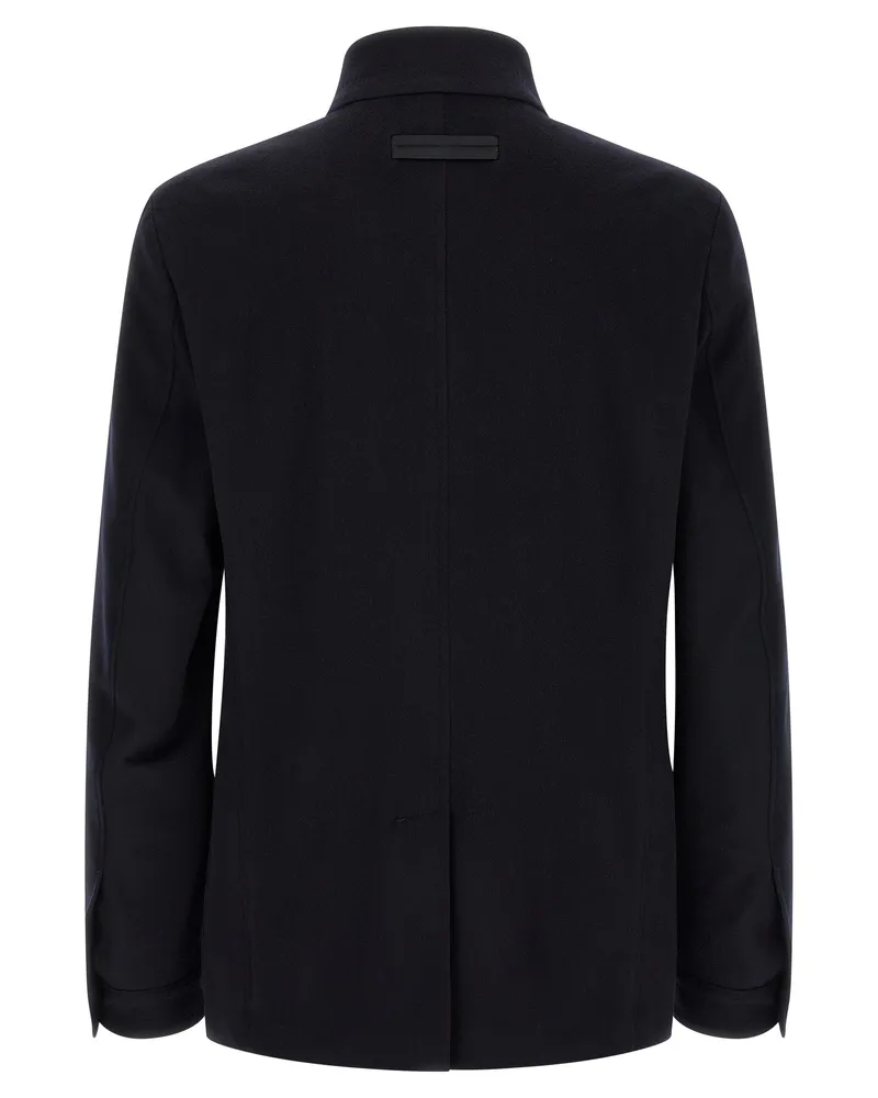 Ermenegildo Zegna Men's Blue Cashmere Full-Length Jacket Clothing Blue