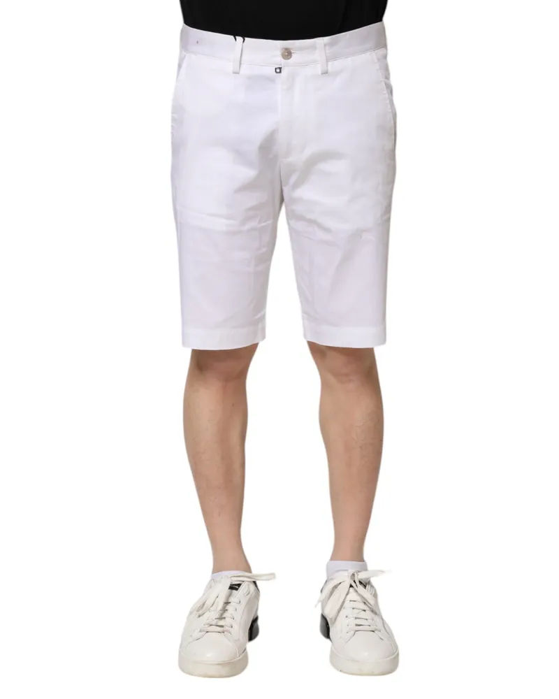 Dolce & Gabbana White Cotton Stretch Men Denim Bermuda Shorts Elastane White