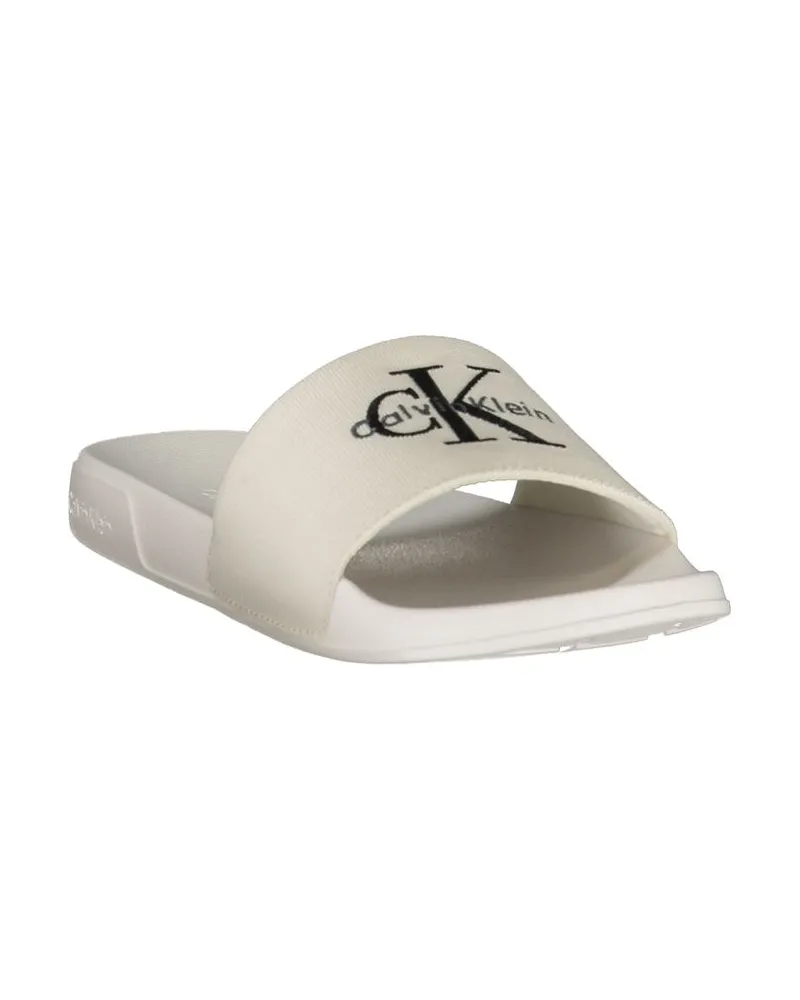 Calvin Klein Logo-Embroidered Polyester Slipper — White White
