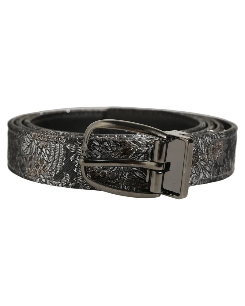 Dolce & Gabbana Floral Jacquard Belt — Silver Silver
