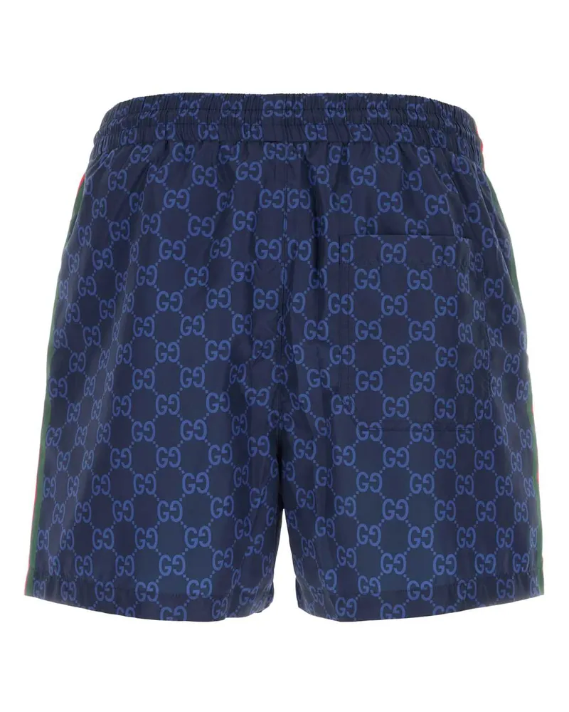 Gucci Logo-Printed Polyester Swimming Shorts — Navy Navy