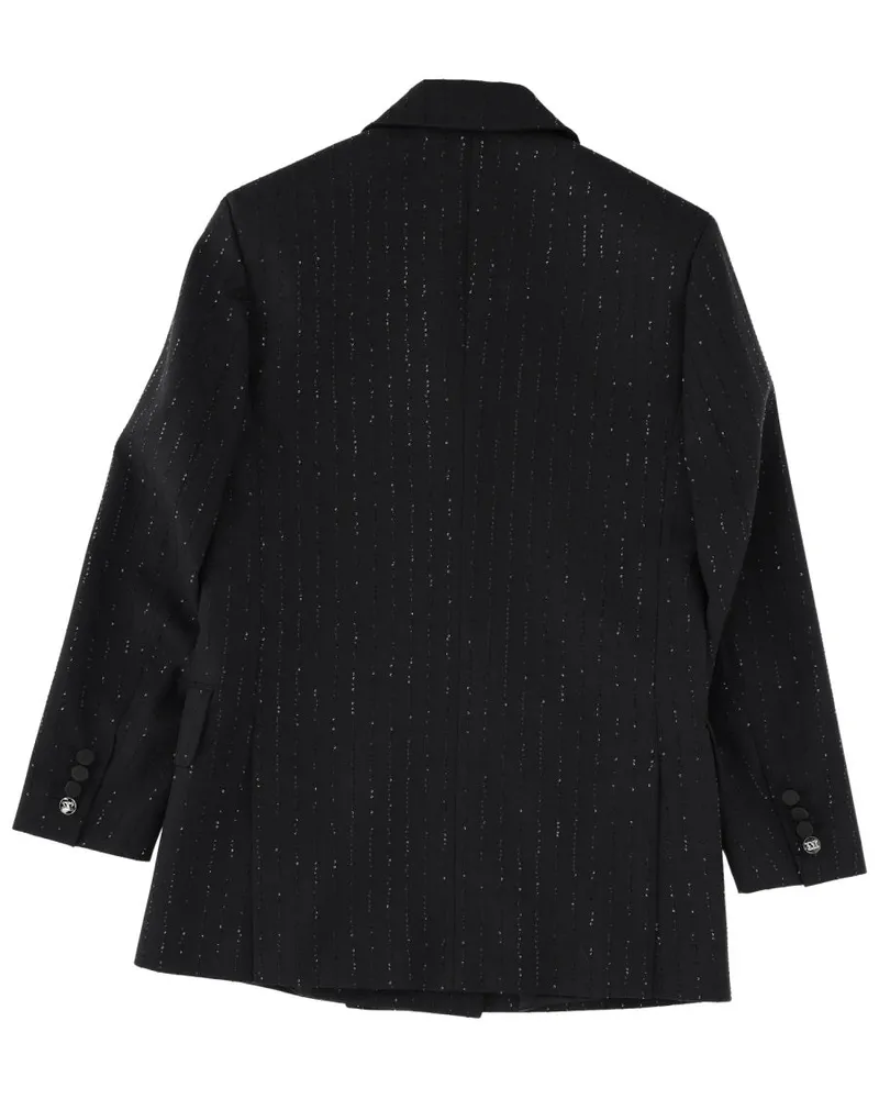 Max Mara Rhinestone-Trimmed Double-Breasted Virgin Wool Jacket — Black Black