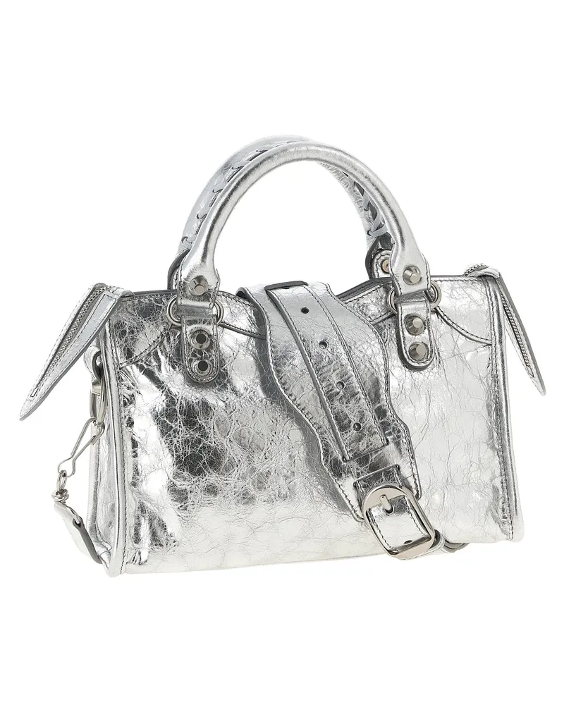 Balenciaga Lambskin Leather Top Handle Bag — Silver Silver