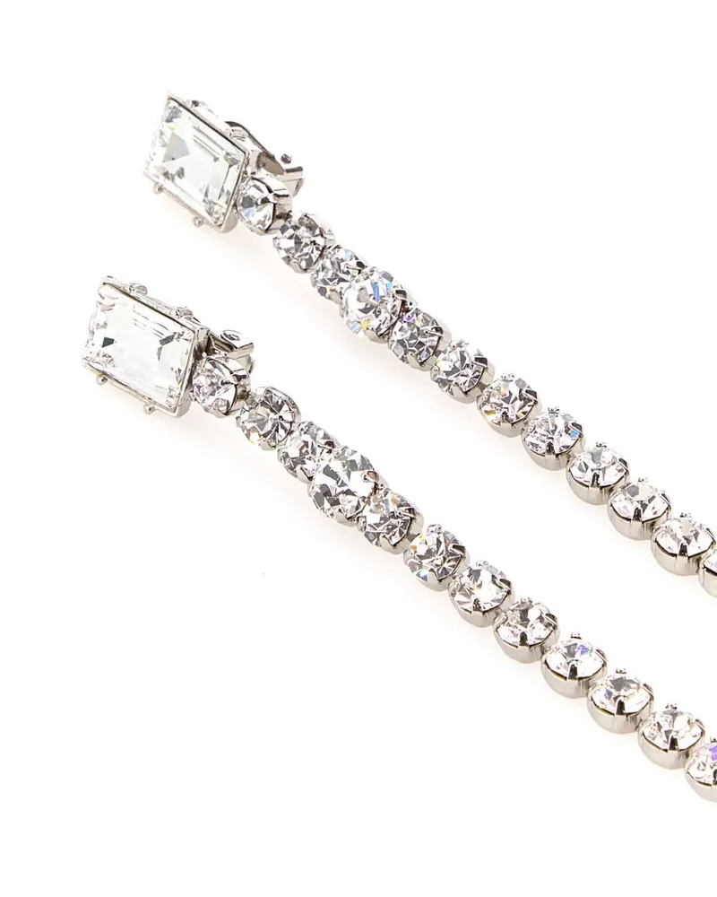 Alessandra Rich Women's Embellished Metal Earrings Crysilver Brass Glass Silver