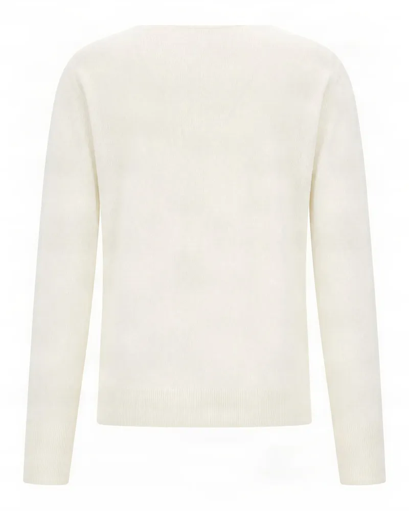 Ballantyne Diamond-Motif Cashmere Sweater — White White