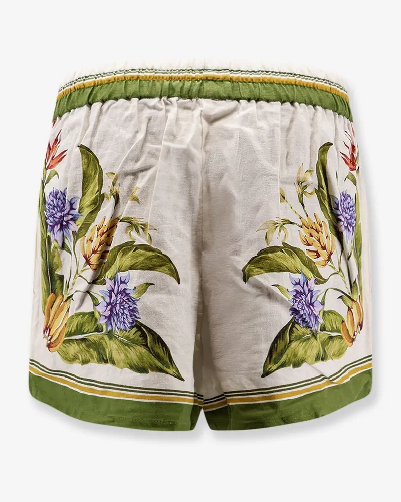 FARM Rio Women's Shorts Tropical Print Linen-Blend Green Green