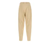 Sand Tweed Wide-Leg Trousers — Beige