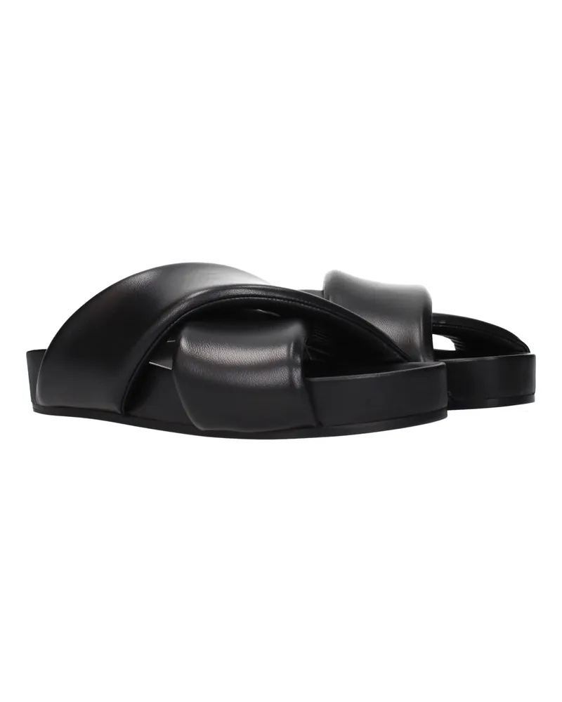 Jil Sander Leather Slippers — Black Black