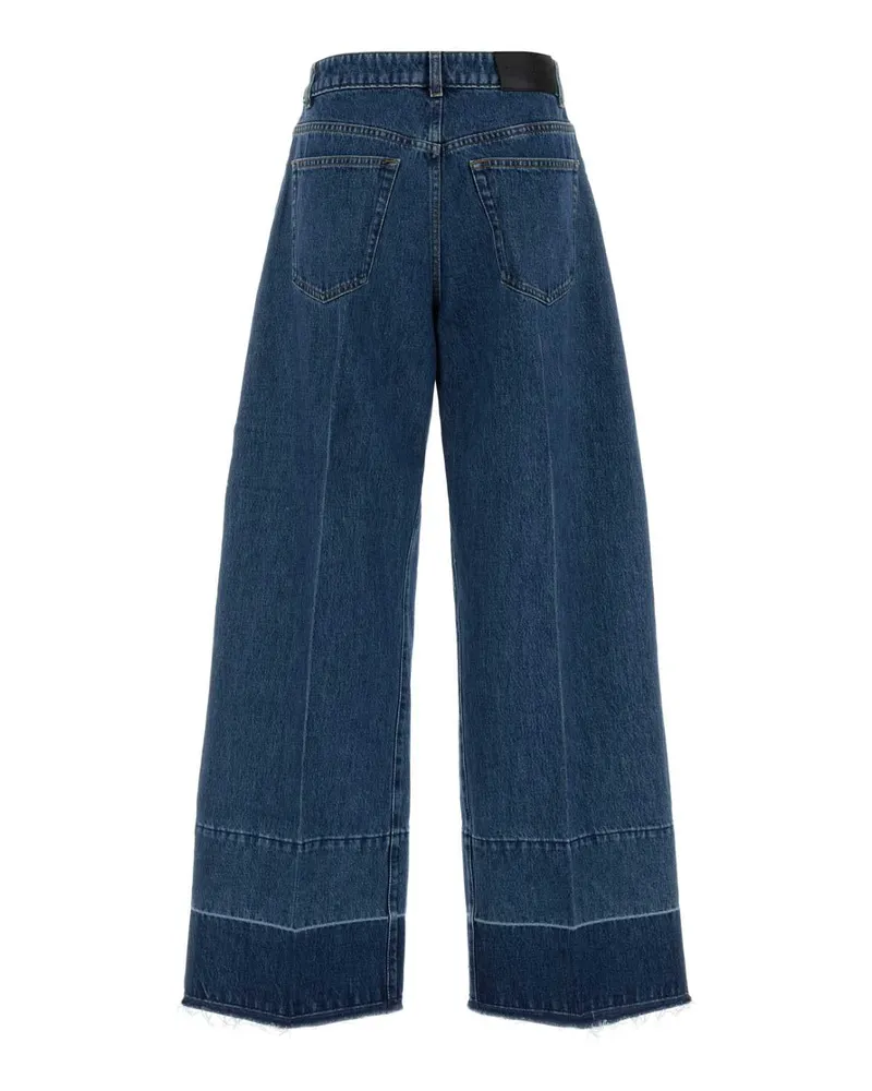 Givenchy Women's Raw Edge Wide Leg Denim Trousers Mediumblue Pantaloni Blue