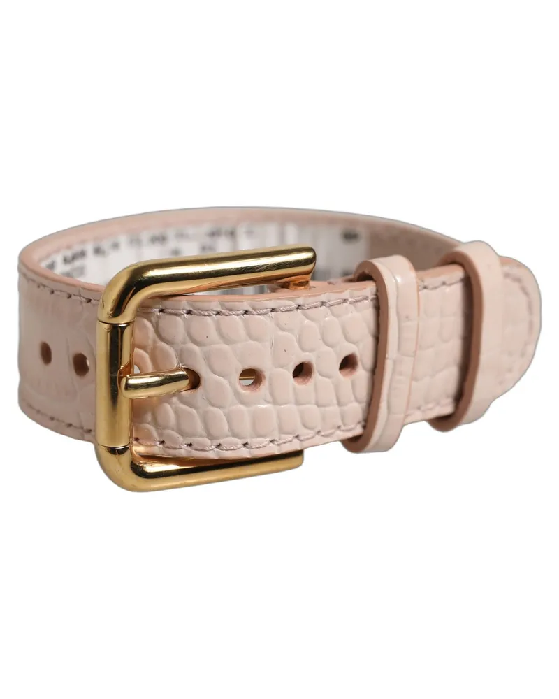 Dolce & Gabbana Women's Pink Embossed Leather Gold Buckle Belt Strap Bracelet Calf Pink