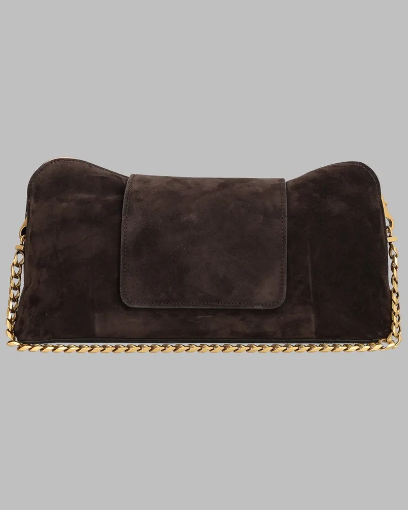 Versace Vivian Calfskin Leather Clutch — Brown Brown