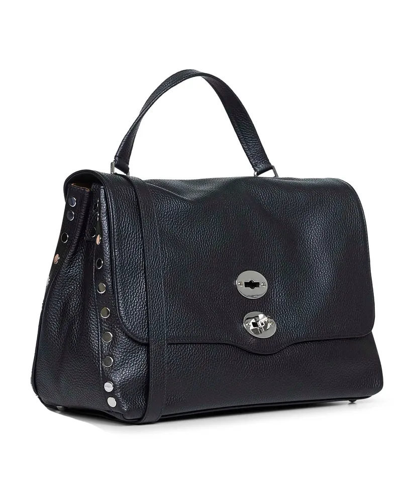 Zanellato Women's Handbag Postina Medium Black Leather Handbags Hand Bags Black