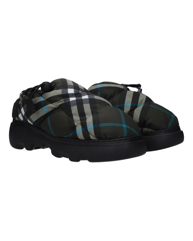 Burberry Women's Green Fabric Slip-On Loafers Black