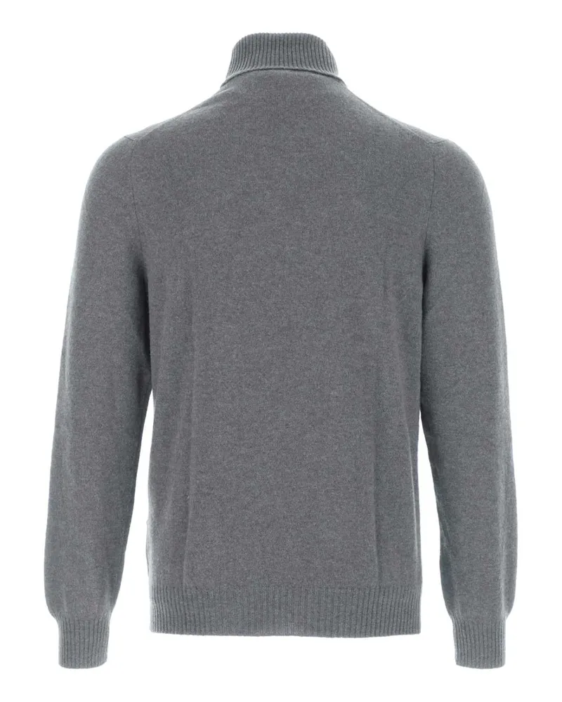 Fedeli Men's Grey Cashmere Sweater Flannel Exterior: Maglieria Gray