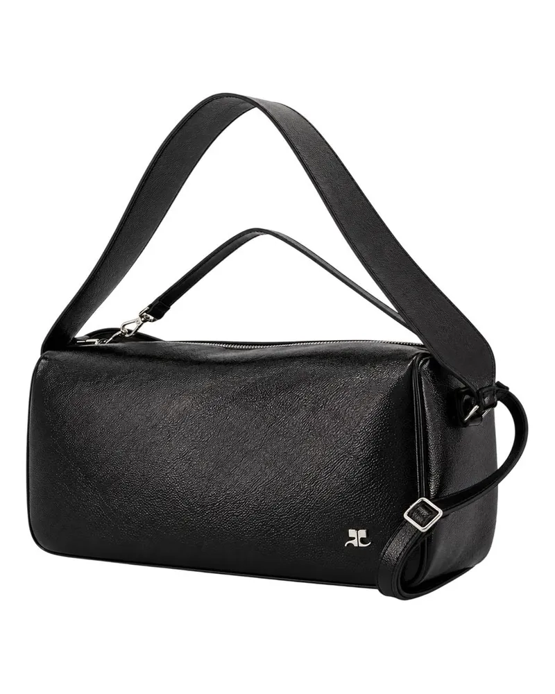 Courrèges Calfskin Leather Shoulder Bag — Black Black