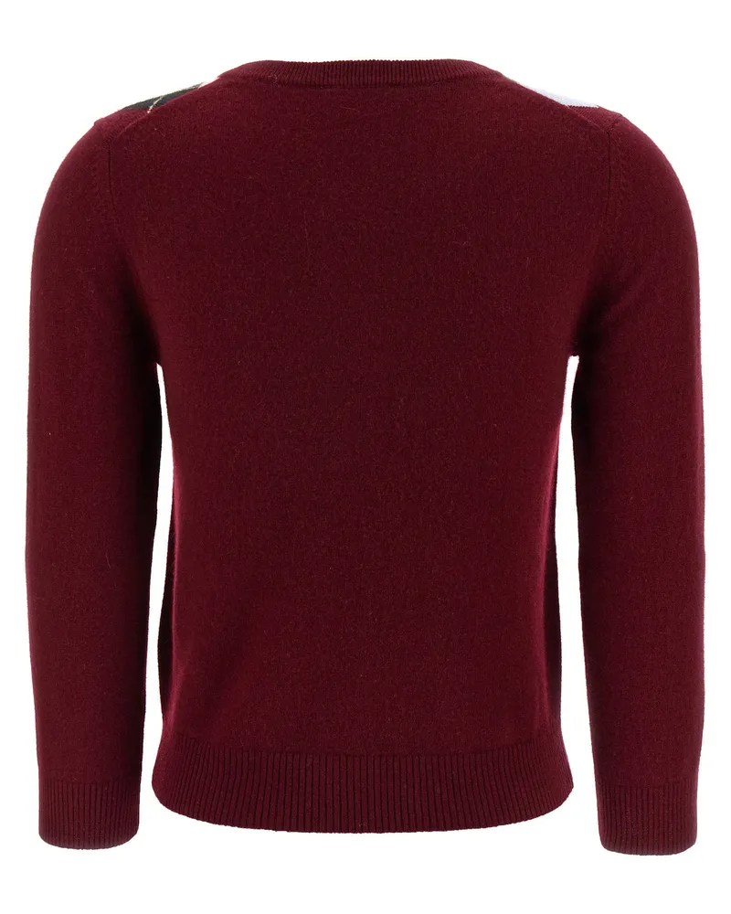 Ganni Argyle Merino Wool and Cashmere Cardigan — Burgundy Burgundy