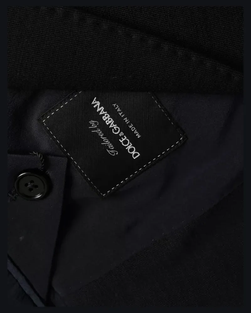 Dolce & Gabbana Men's Blue Wool Notch Single Breasted Coat Blazer Clothing Black