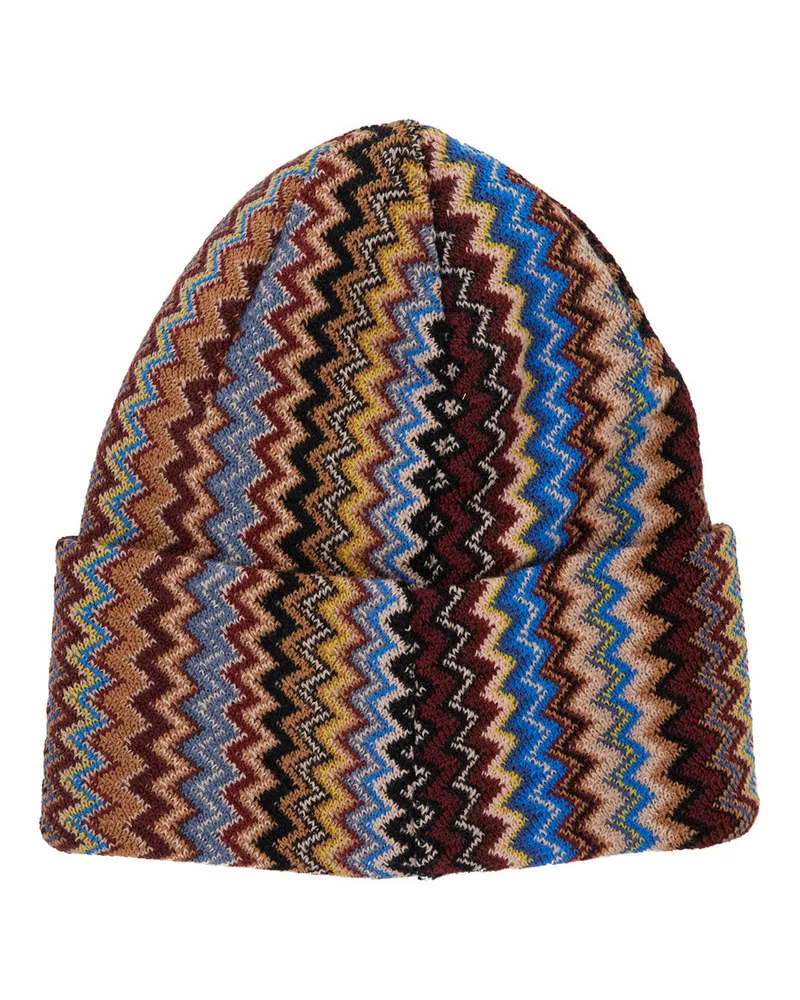 Missoni Men's Beanie Brown Wool Blend Acrylic Hat Brown