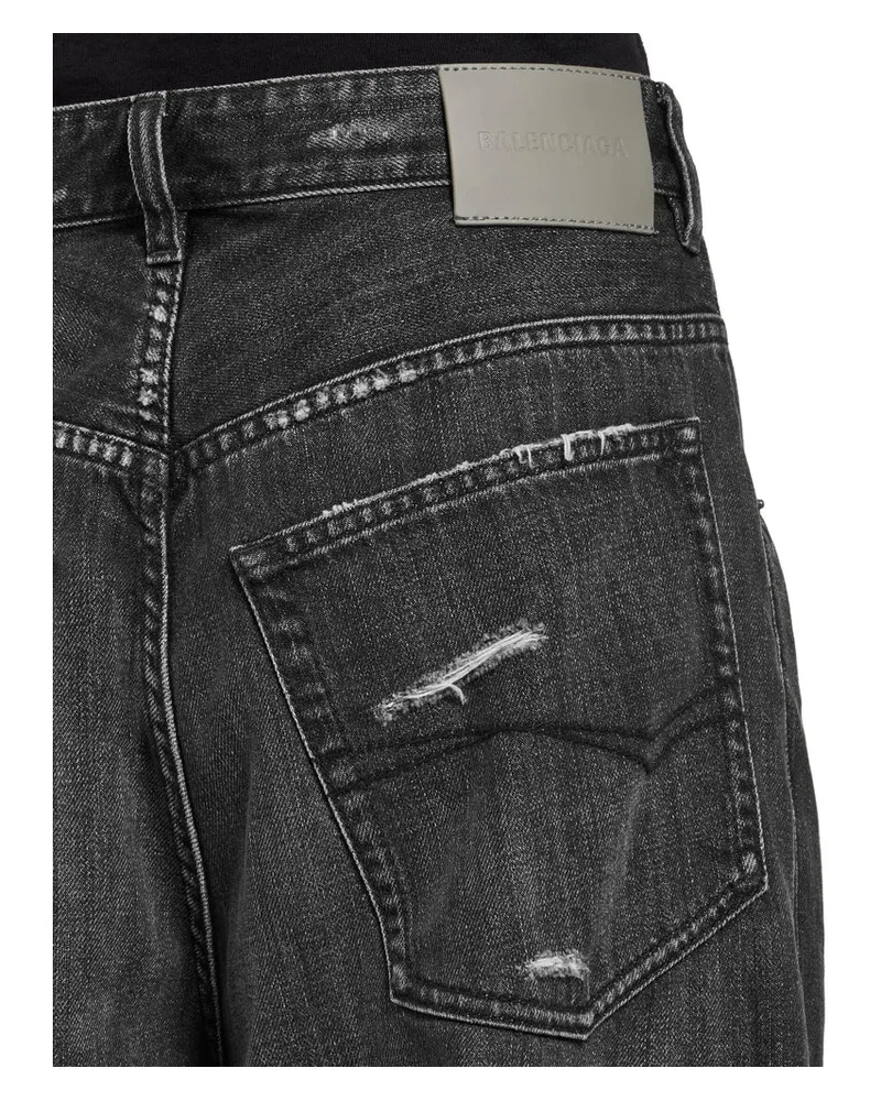 Balenciaga Wide-Leg Washed Denim Jeans — Grey Grey