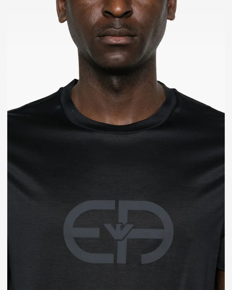 Emporio Armani Logo-Print Cotton T-Shirt — Black Black