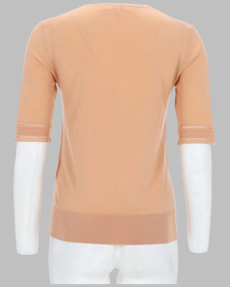 Chloé Wool Short-Sleeve Pullover Sweater — Pink Pink