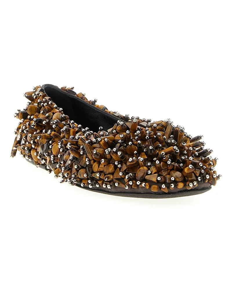 Dries van Noten Beaded Embroidered Ballet Flat — Black Black