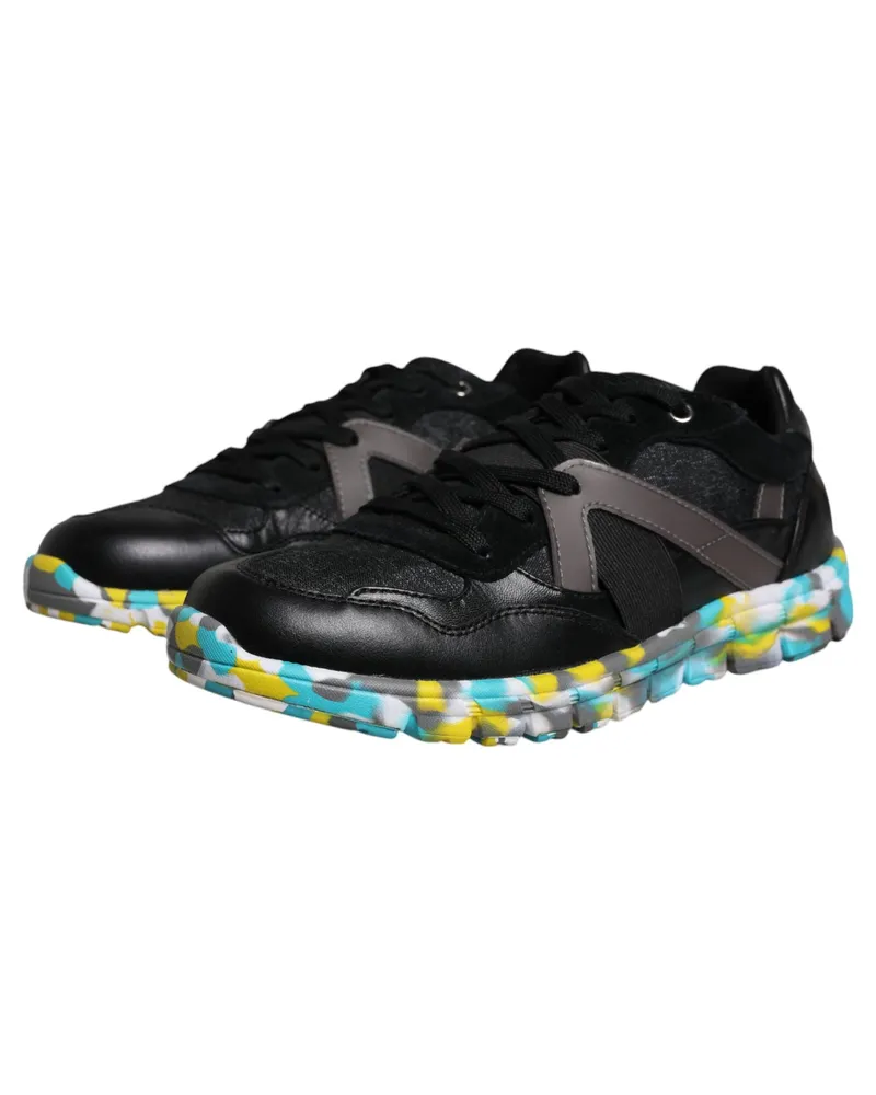 Dolce & Gabbana Black Polyester Low Top Men Sneakers Shoes Calf Pvc Lamb Black