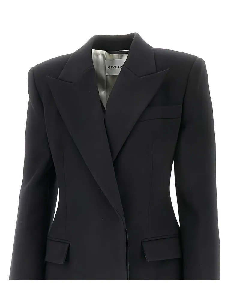 Givenchy Women's Double-Breasted Coat Black Wool Black