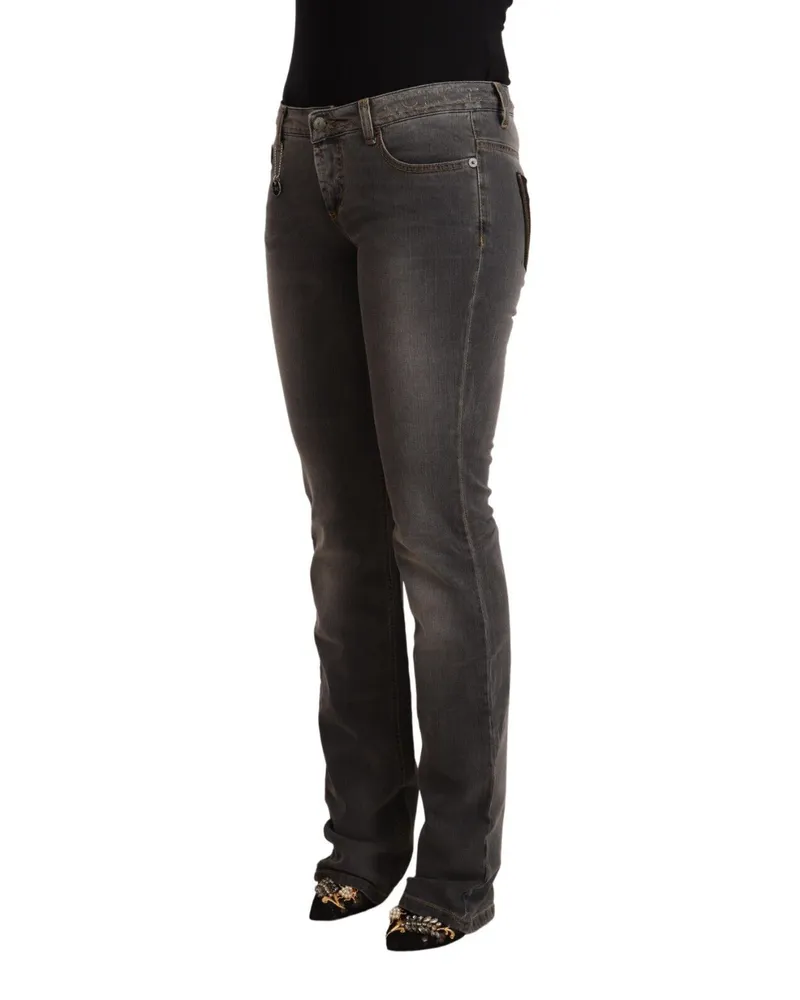 CoSTUME NATIONAL Women's Gray Washed Low Waist Straight Denim Jeans Cotton Elastane Clothing Gray