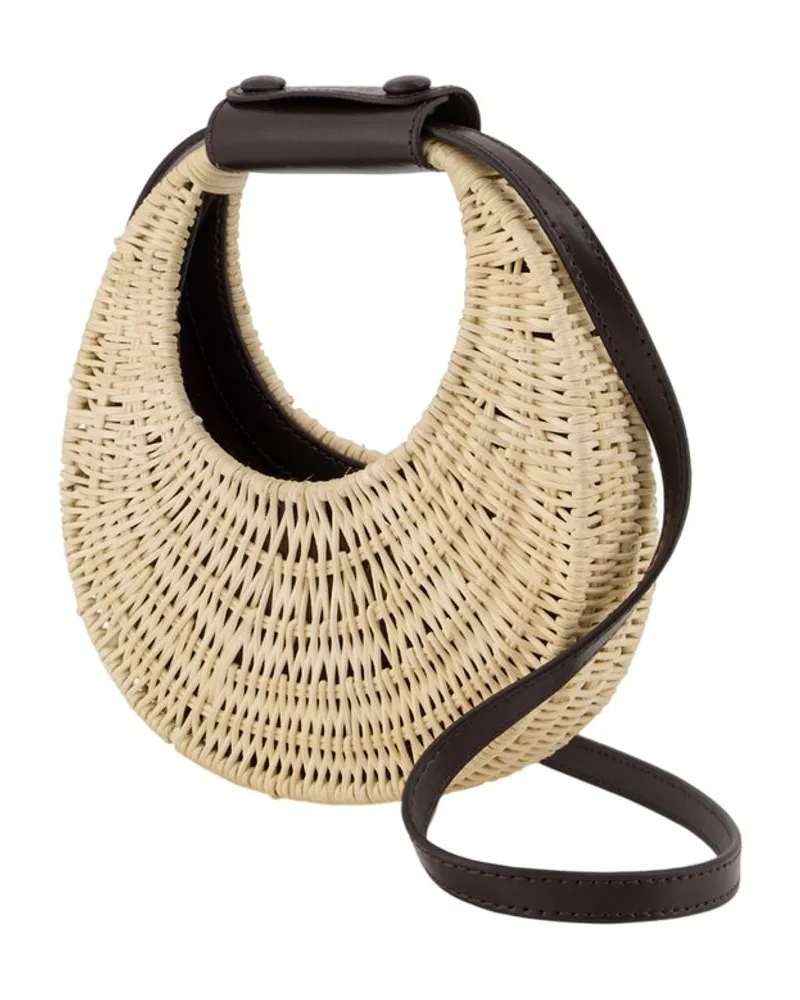 STAUD Women's Good Night Moon Wicker Bag Raffia Ivory Handbags-purses Beige