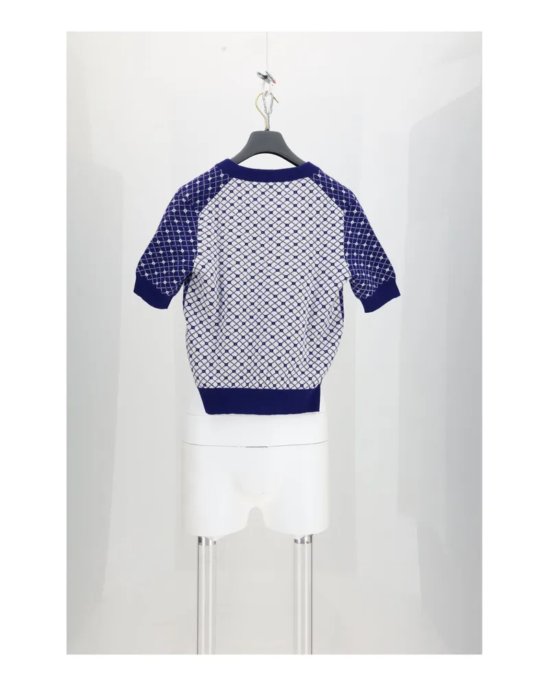 Dior Women's Jacquard Knit Ba-Cannage Blue General Polyamide Knitwear Sweater Blue