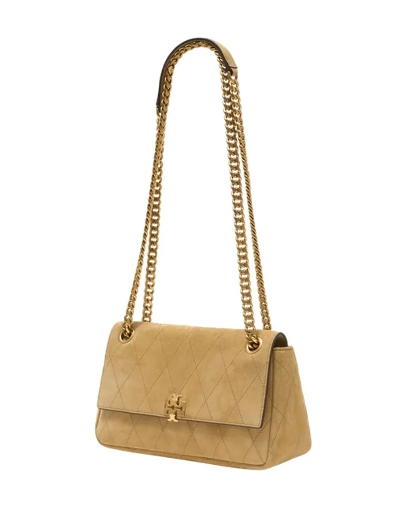 Tory Burch Women's Charlie Quilted Small Shoulder Bag -  Leather Beige Calfskin Shoulder-Hobo-Bags Beige