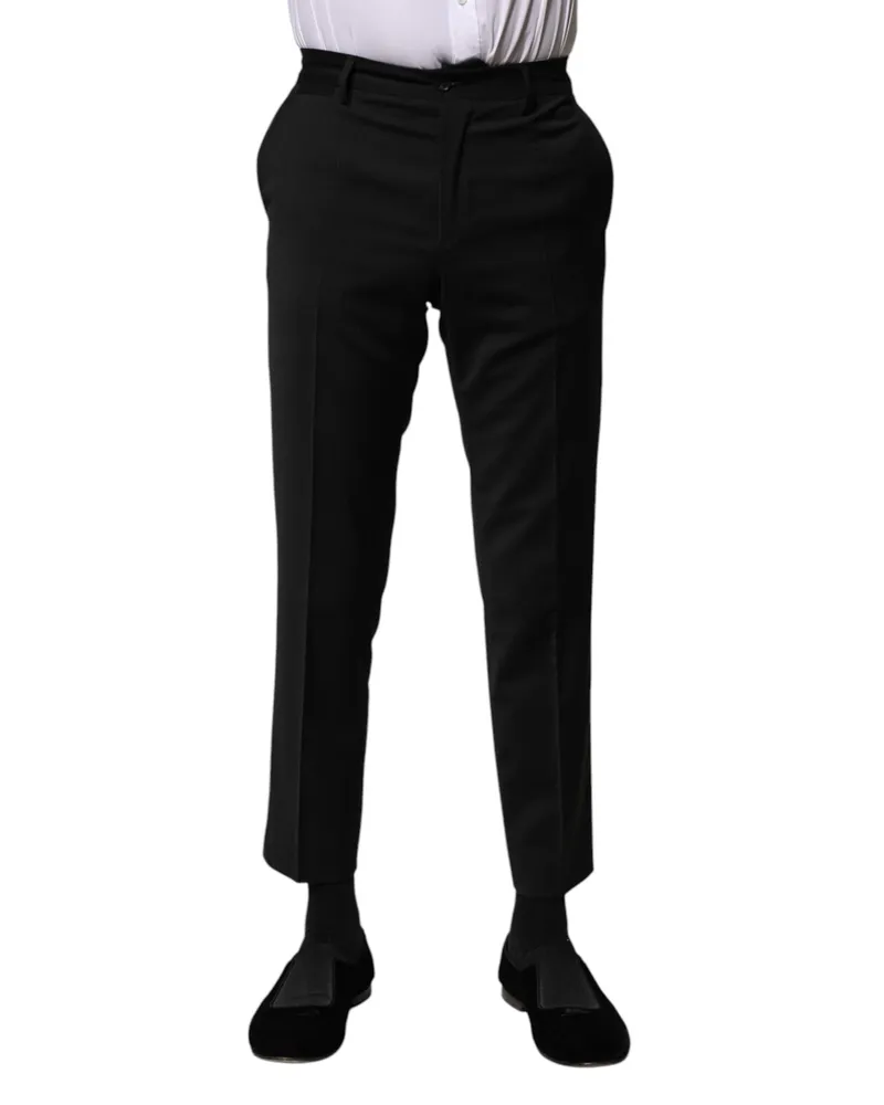 Dolce & Gabbana Black Wool Formal Men Cropped Pants Virgin Black