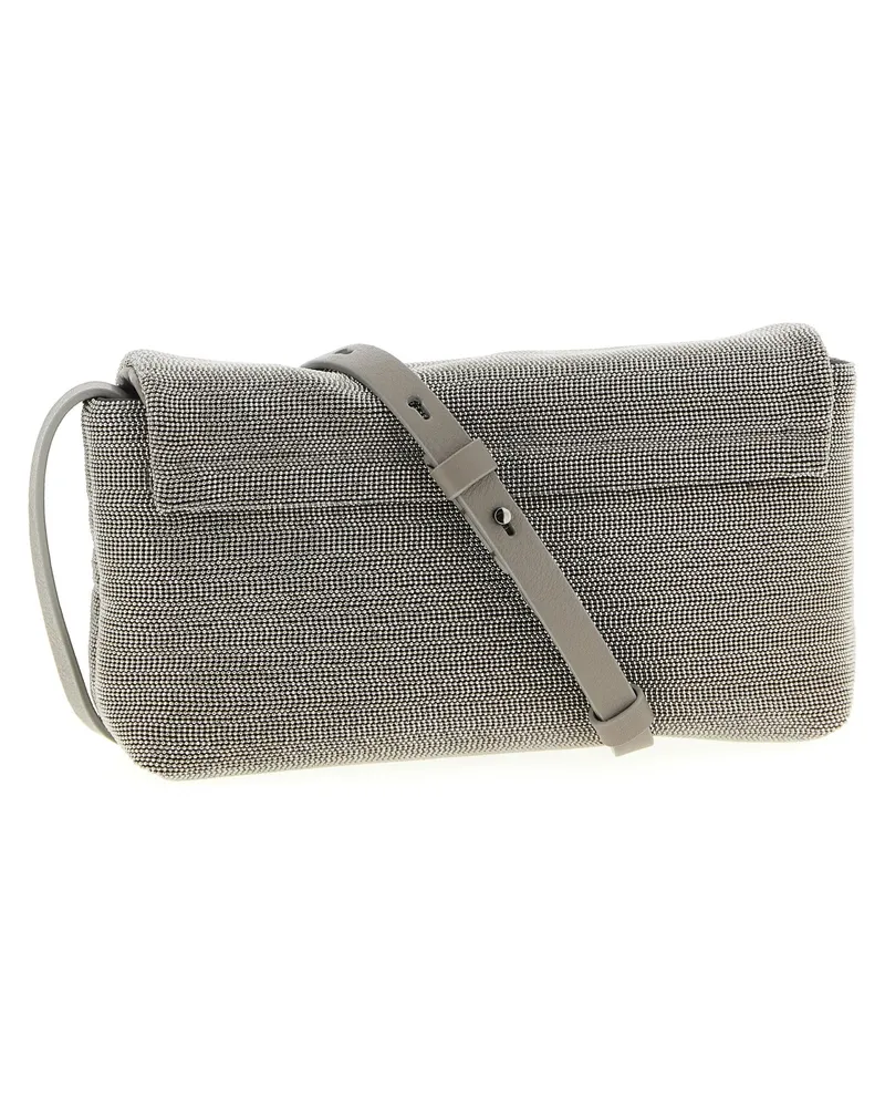 Brunello Cucinelli Women's Clutch Silver Leather Nickel Free Silver