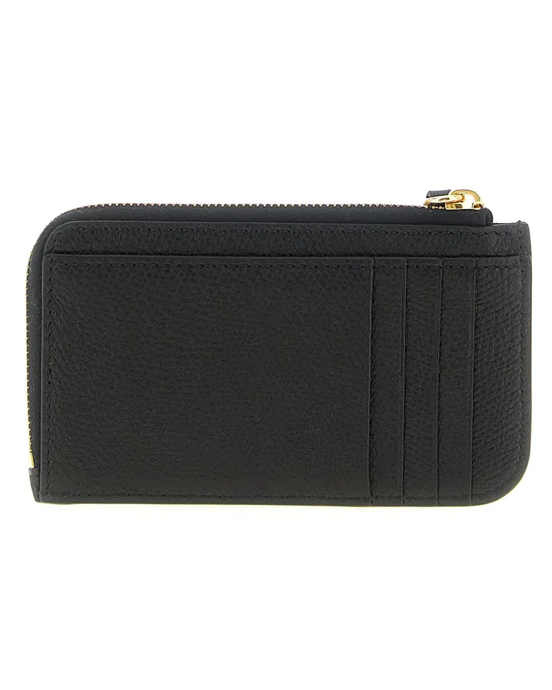 Valentino Garavani Hammered Lambskin Card Case — Black Black