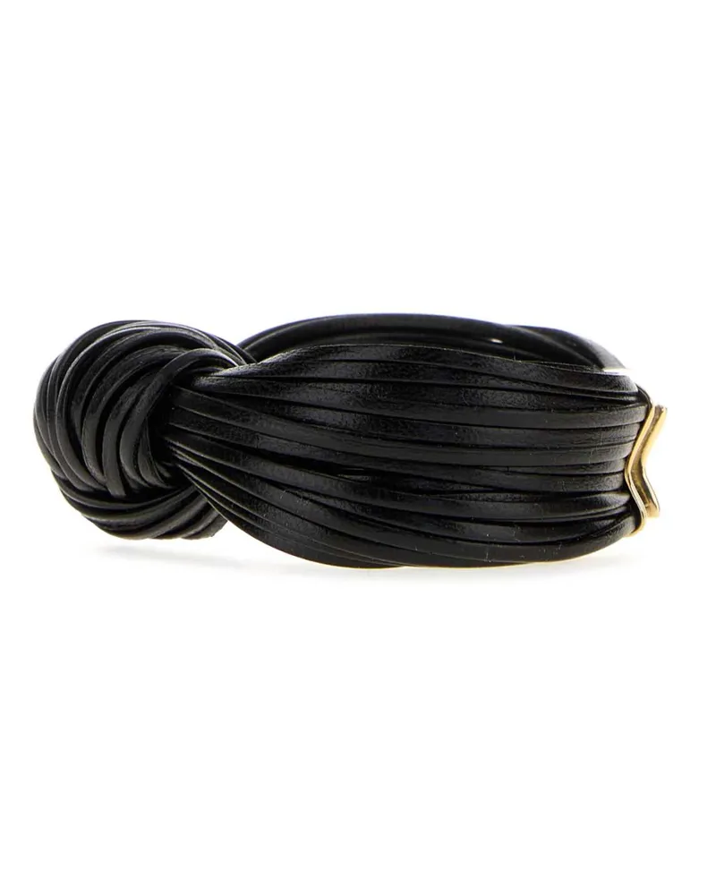Bottega Veneta Women's Black Leather Knot Bracelet Lamb Bracelets Black