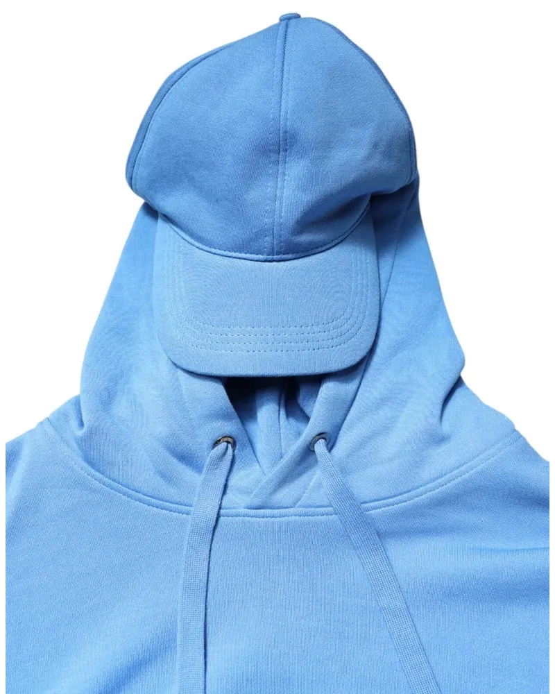 Dolce & Gabbana Blue Cotton Hooded Men Sportswear Vest Clothing Blue