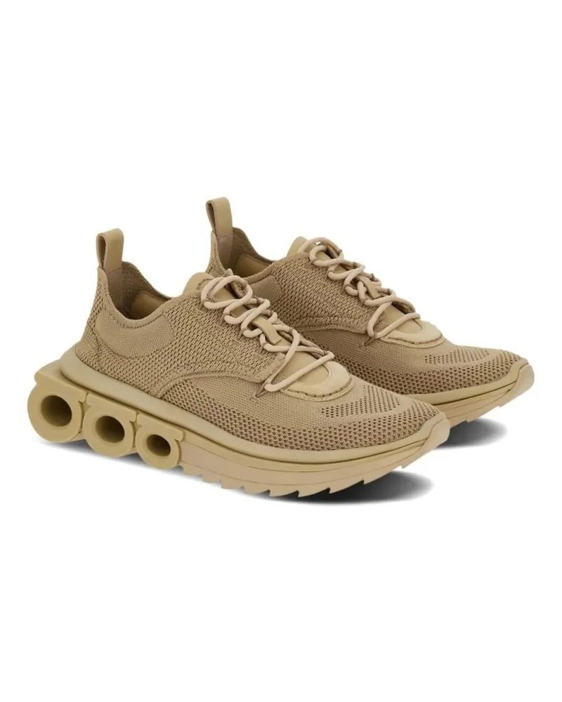 Ferragamo Men's Beige Fabric Athletic Sneakers Beige