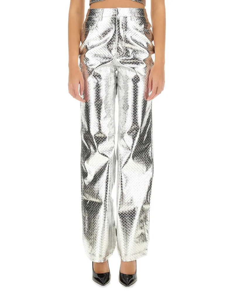 ROTATE Birger Christensen Recycled Polyester Trousers — Silver Silver