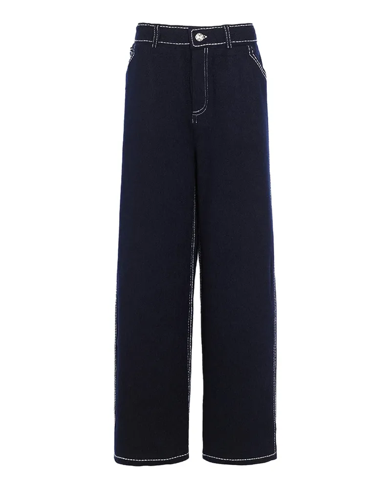 Barrie Cashmere Cotton Denim Trousers — Navy Navy