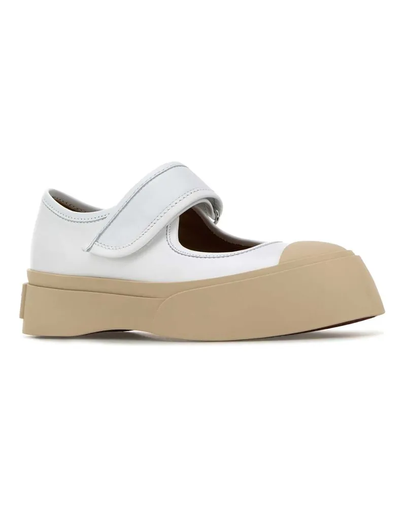 Marni Leather Mary Jane Sneaker — White Lilywhite