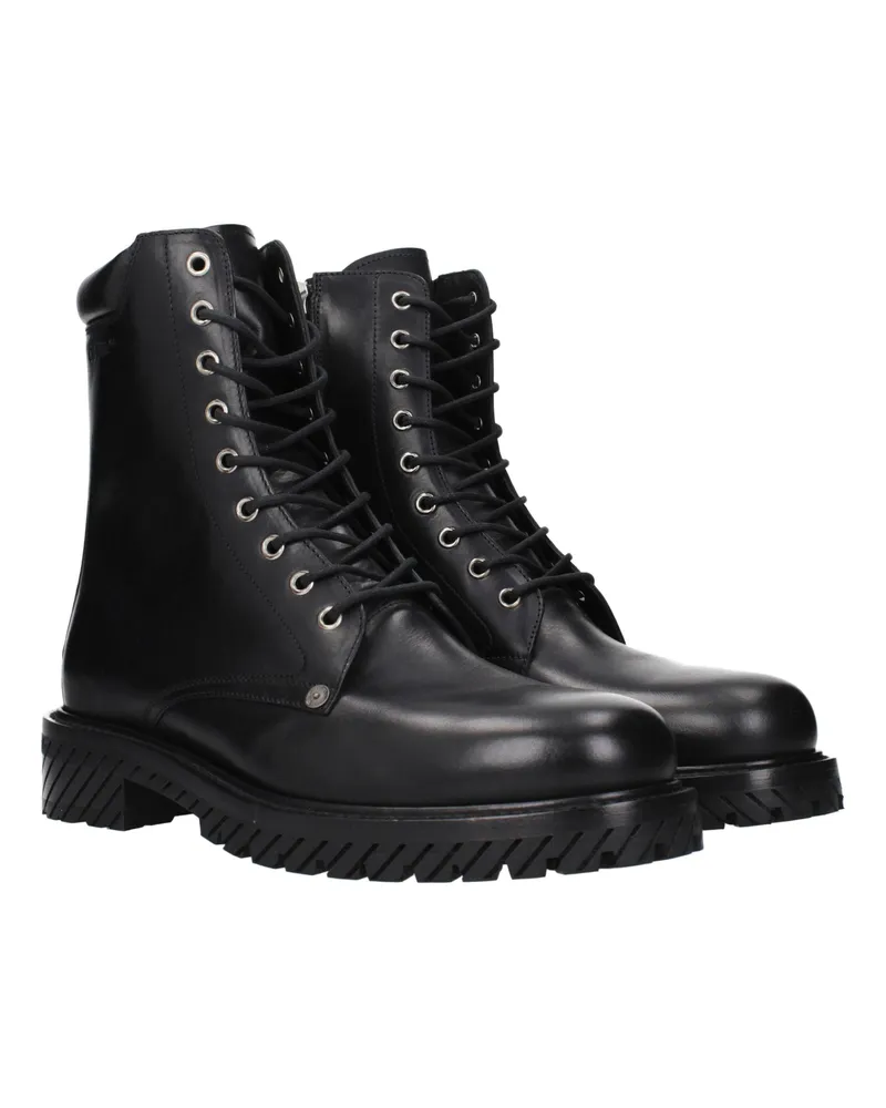 OFF-WHITE Men's Black Leather Ankle Boots Black