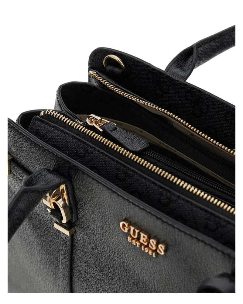Guess Women's Satchel Coal Logo Polyurethane Satchel-bags Black