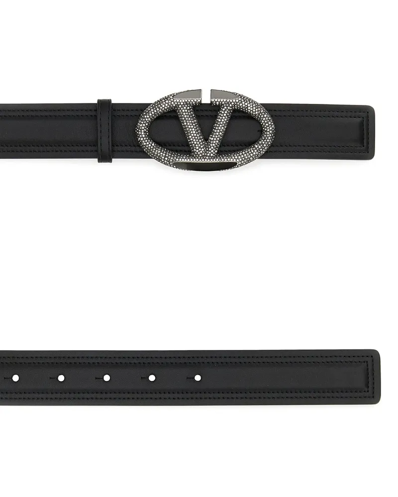 Valentino Garavani 5w0t0sj4eck 249 Neroblackdiamond Calfleatherbostaurus Cinture Belt Black